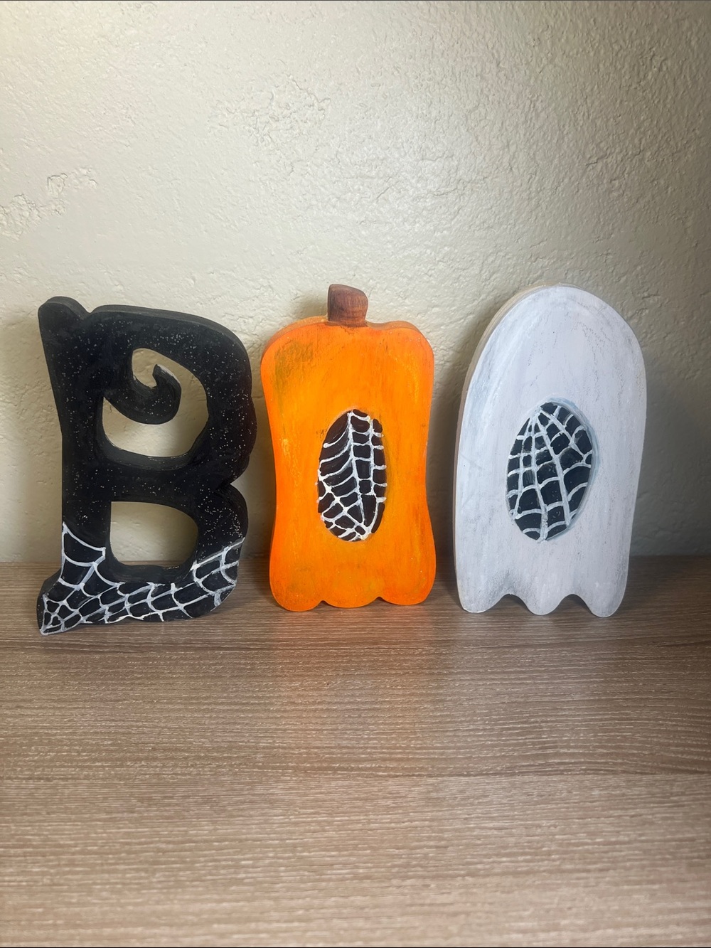 Hand Painted Wooden Halloween "BOO" Sign Set | Custom Artisan Decor
